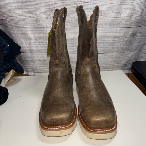 SUREWAY Western Boots - Men’s Square Toe Work Boot,Pull On Leather work boot - Picture 2 of 11